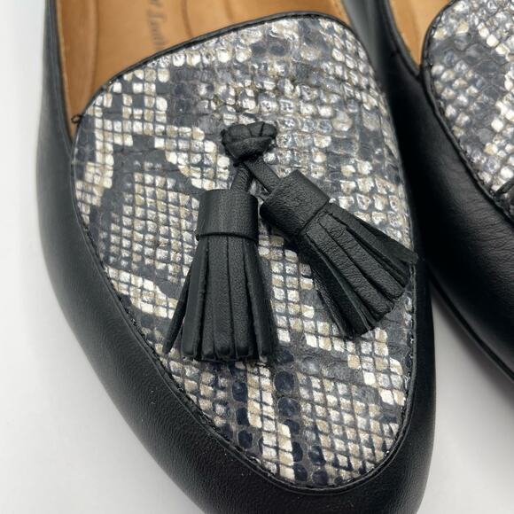Sofft Black w White Tassel Animal Print Leather Bryce Loafer Size 6 M - Picture 6 of 16